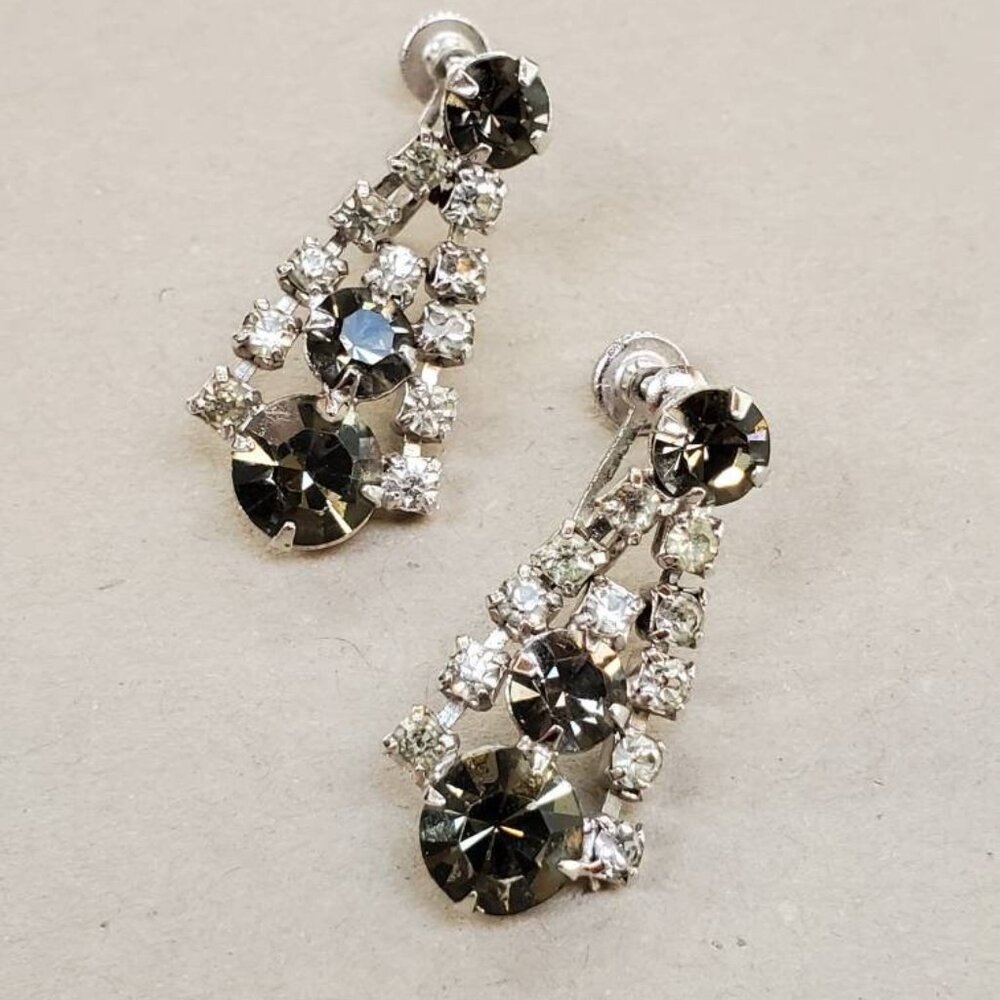 Vintage Continental Screw Back Rhinestone Earrings